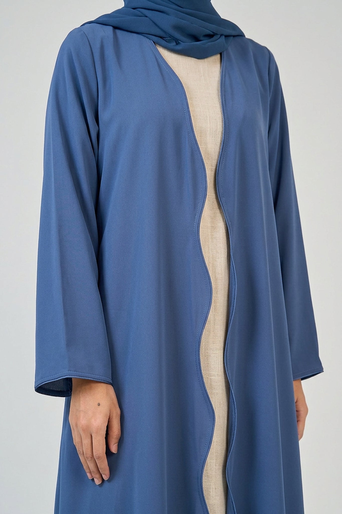 Dusty Blue Wave Abaya