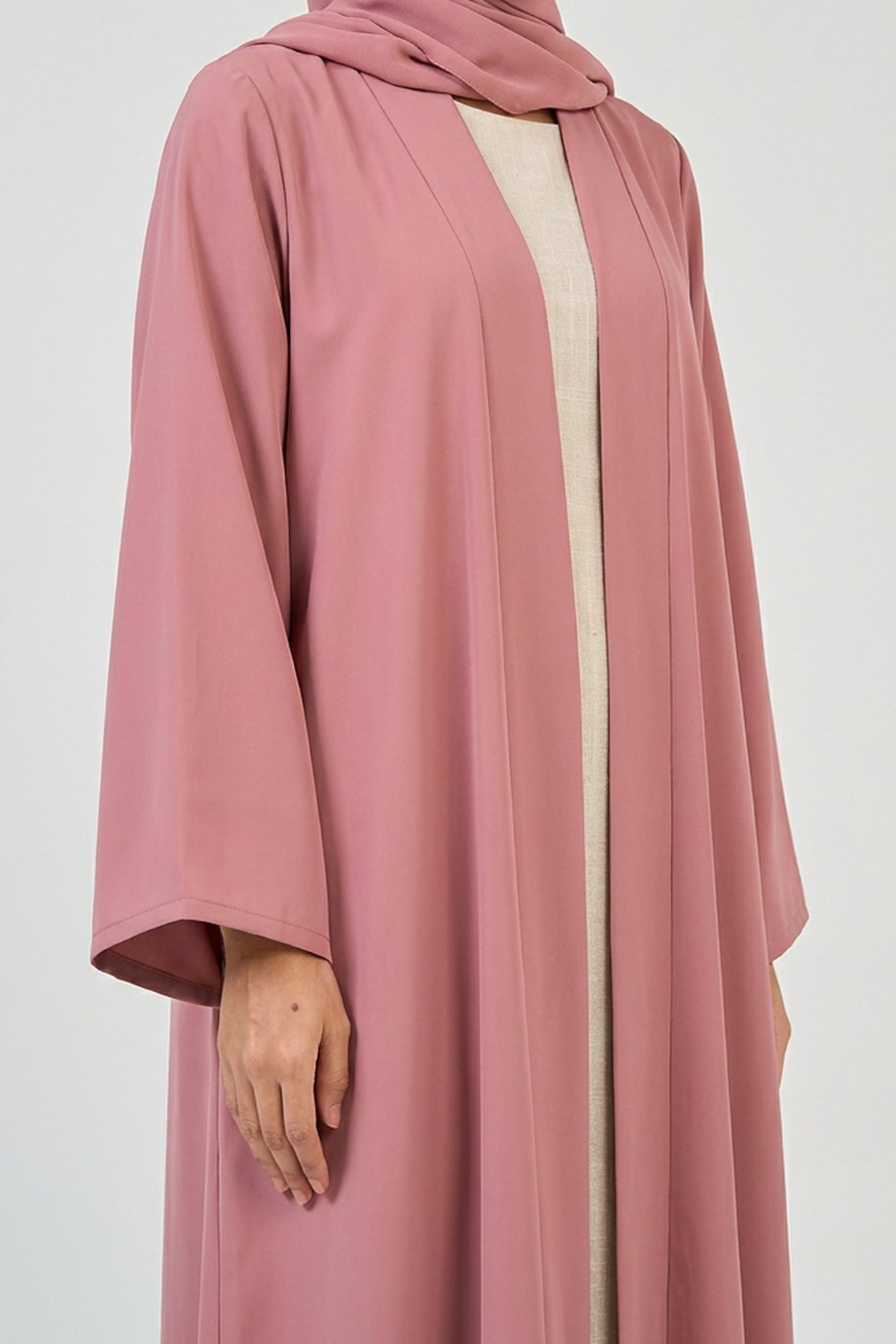 Dusty Rose Pleated Abaya