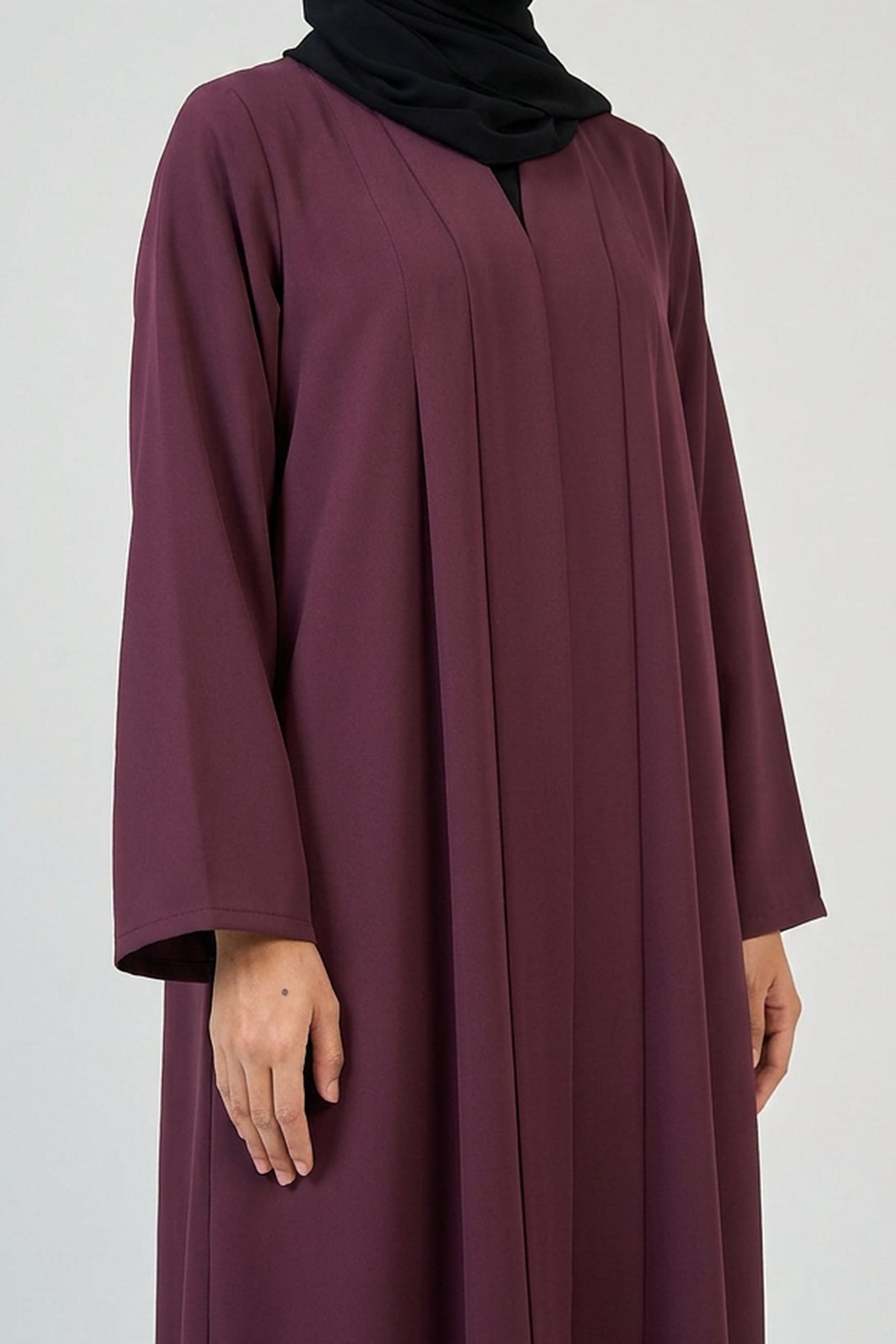 Mulberry Plum Pleated Abaya
