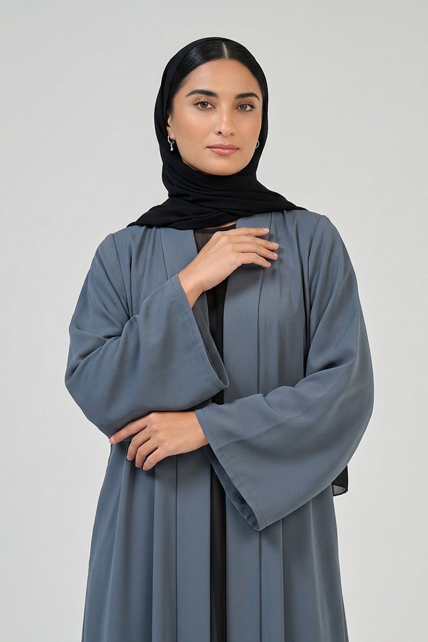 Slate Blue Pleated Abaya
