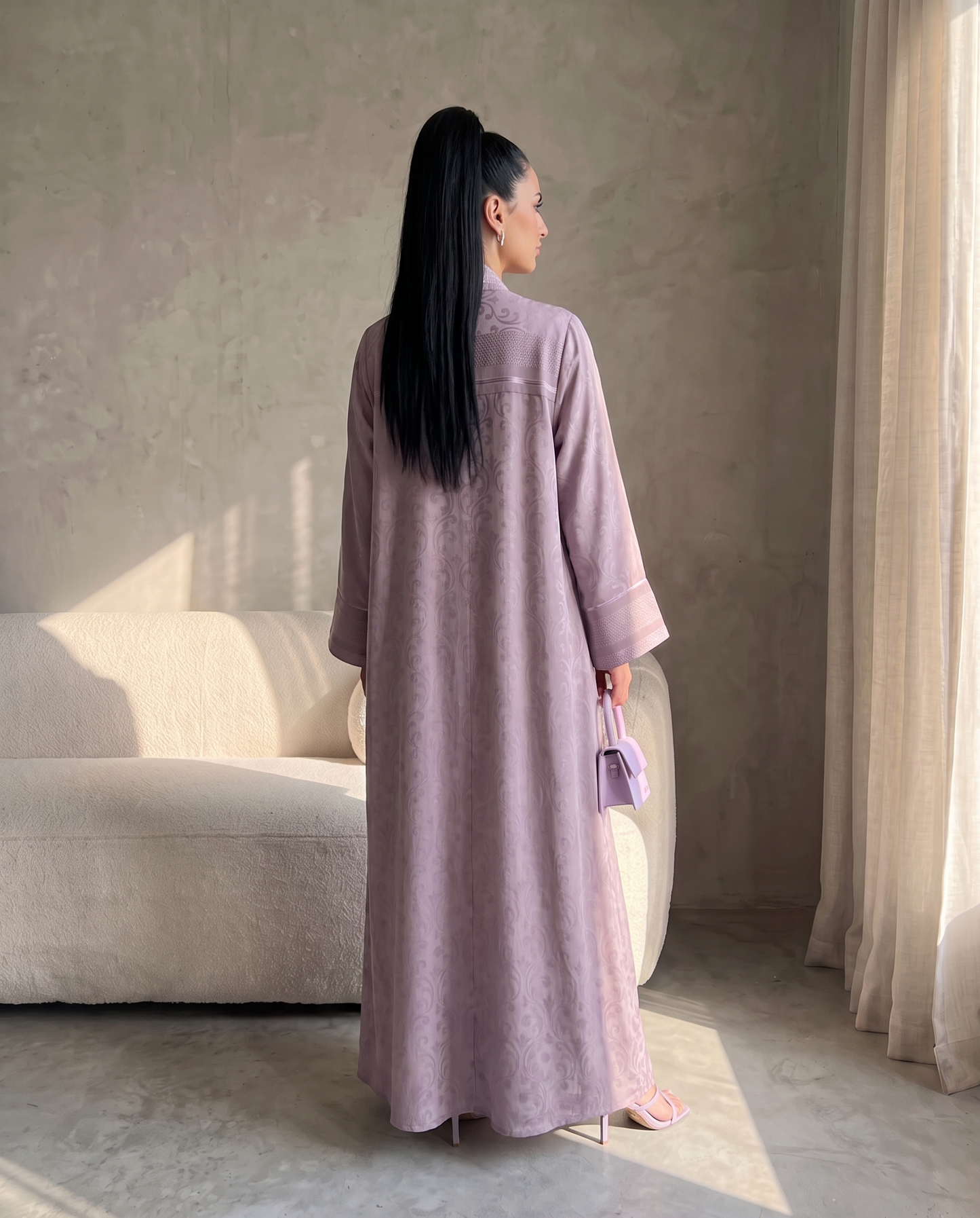 Lavender Arabesque Kimono Abaya