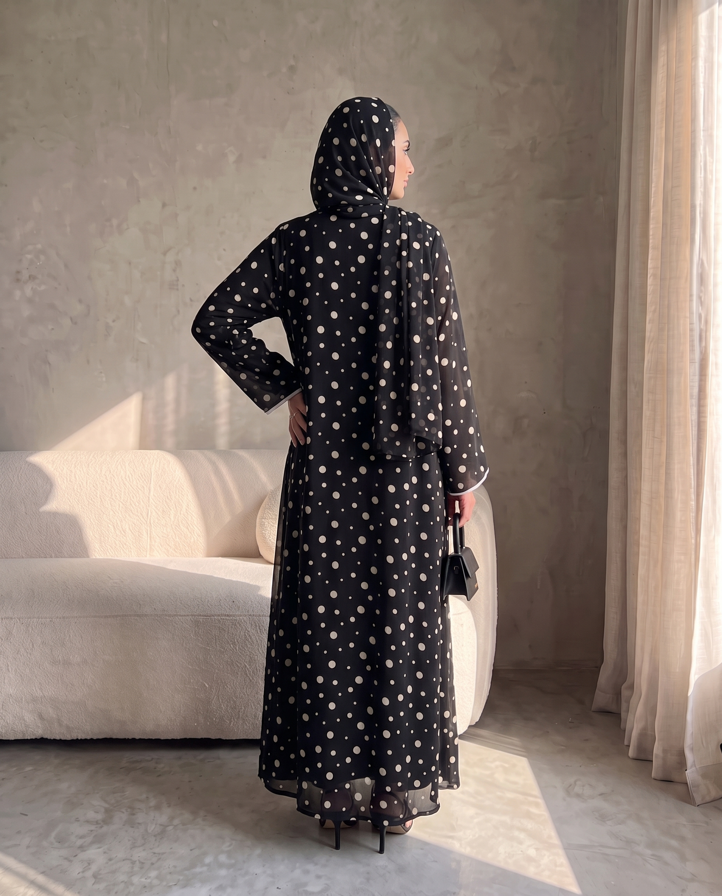 Classic Polka Dot Open Abaya