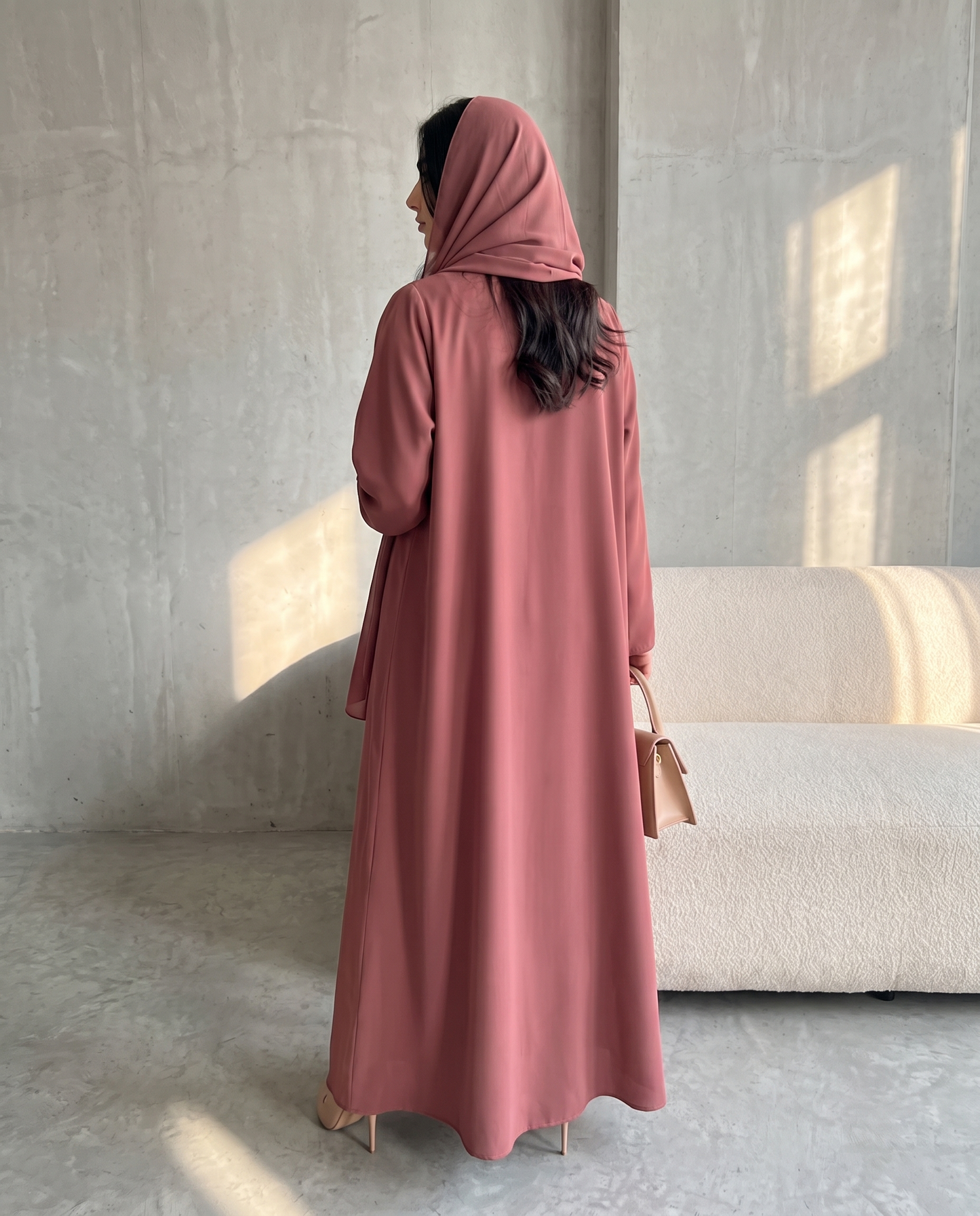 Dusty Rose Pleated Abaya