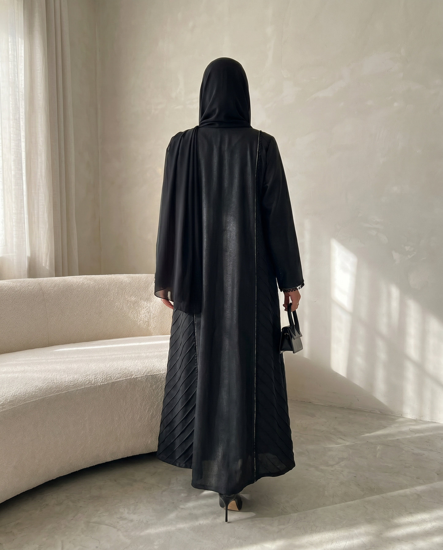 Pleated Panel Abaya with Elegant Minimal Detailing