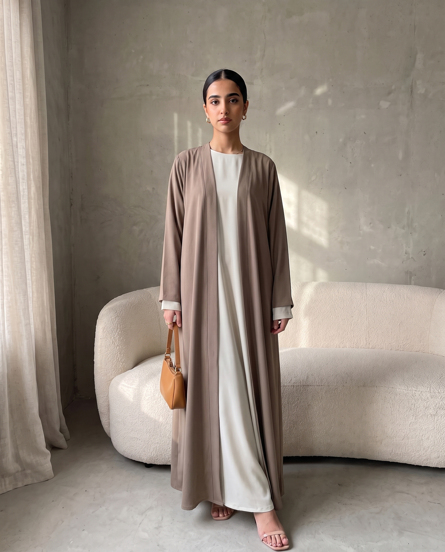 Off White Full Sleeve Essential Inner Dress Abaya