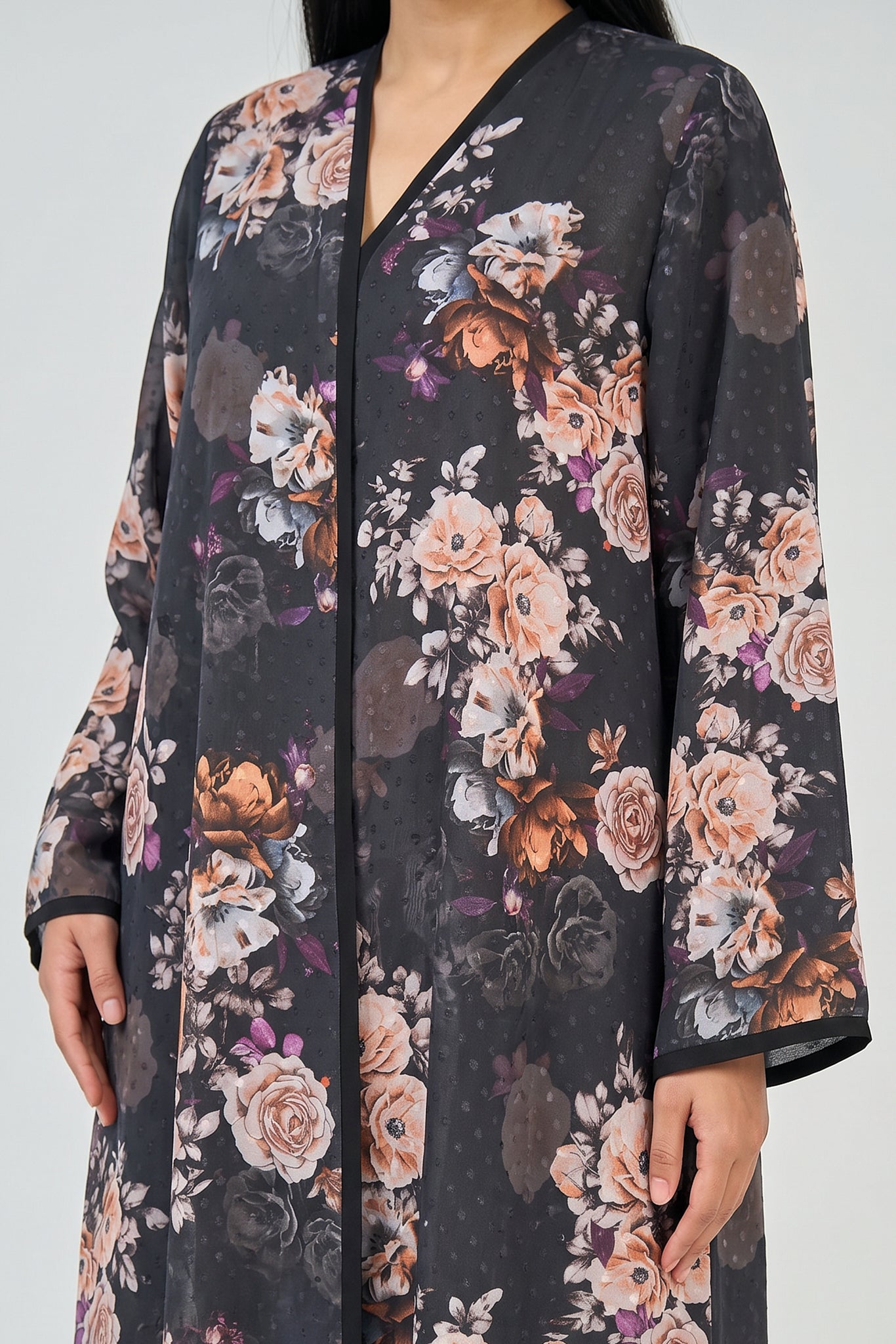 Midnight Rose Garden Abaya