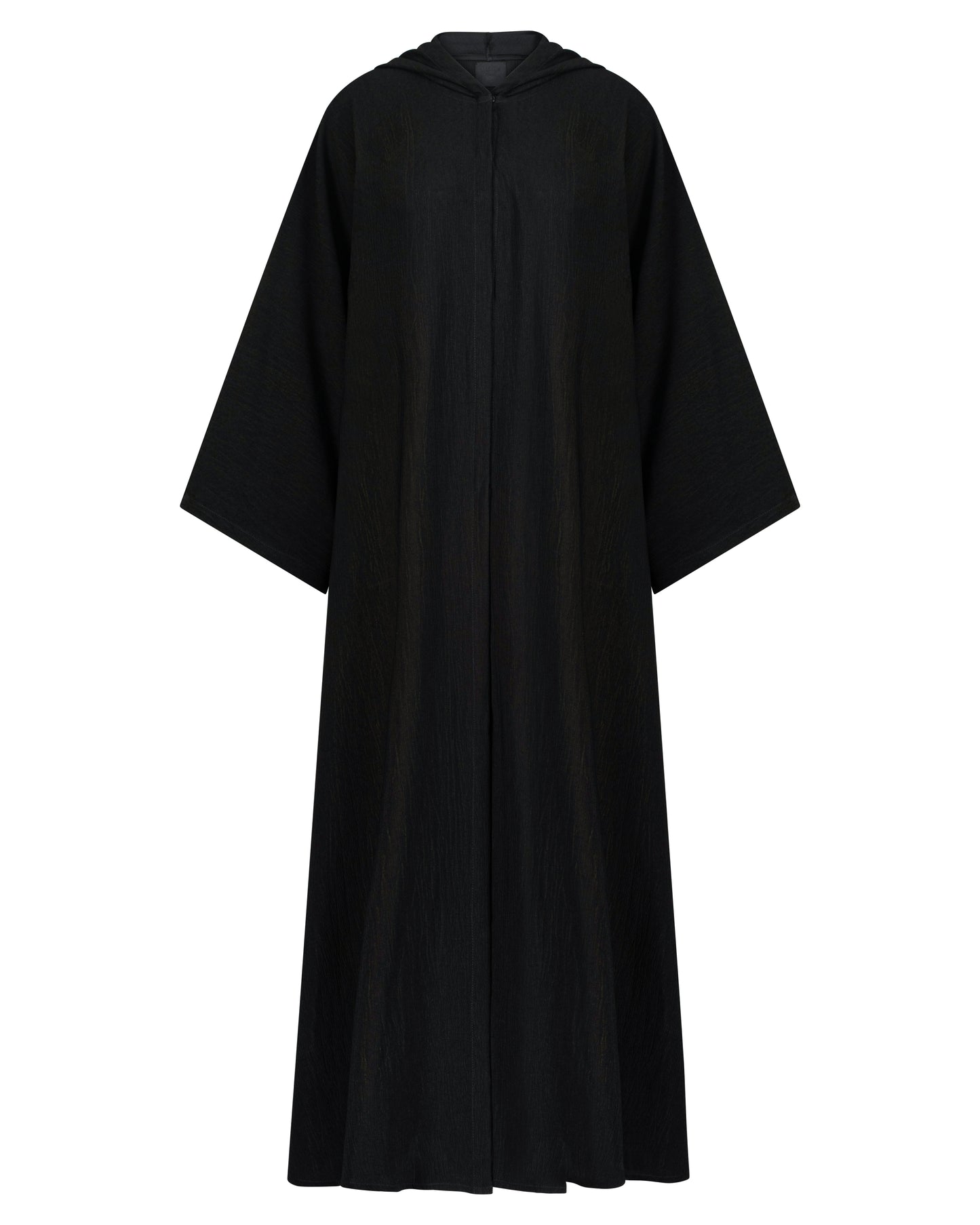 Textured Black Hooded Abaya