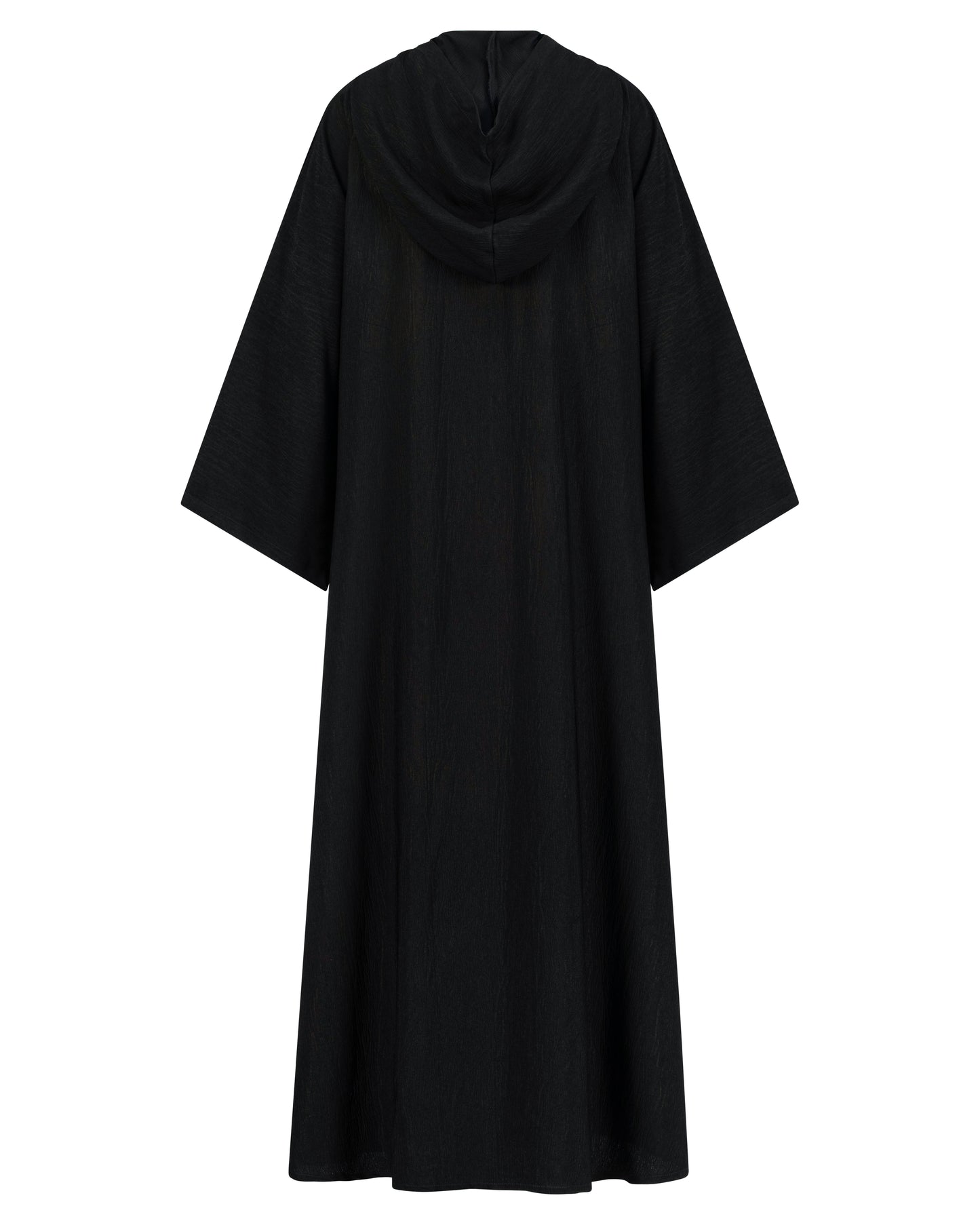 Textured Black Hooded Abaya