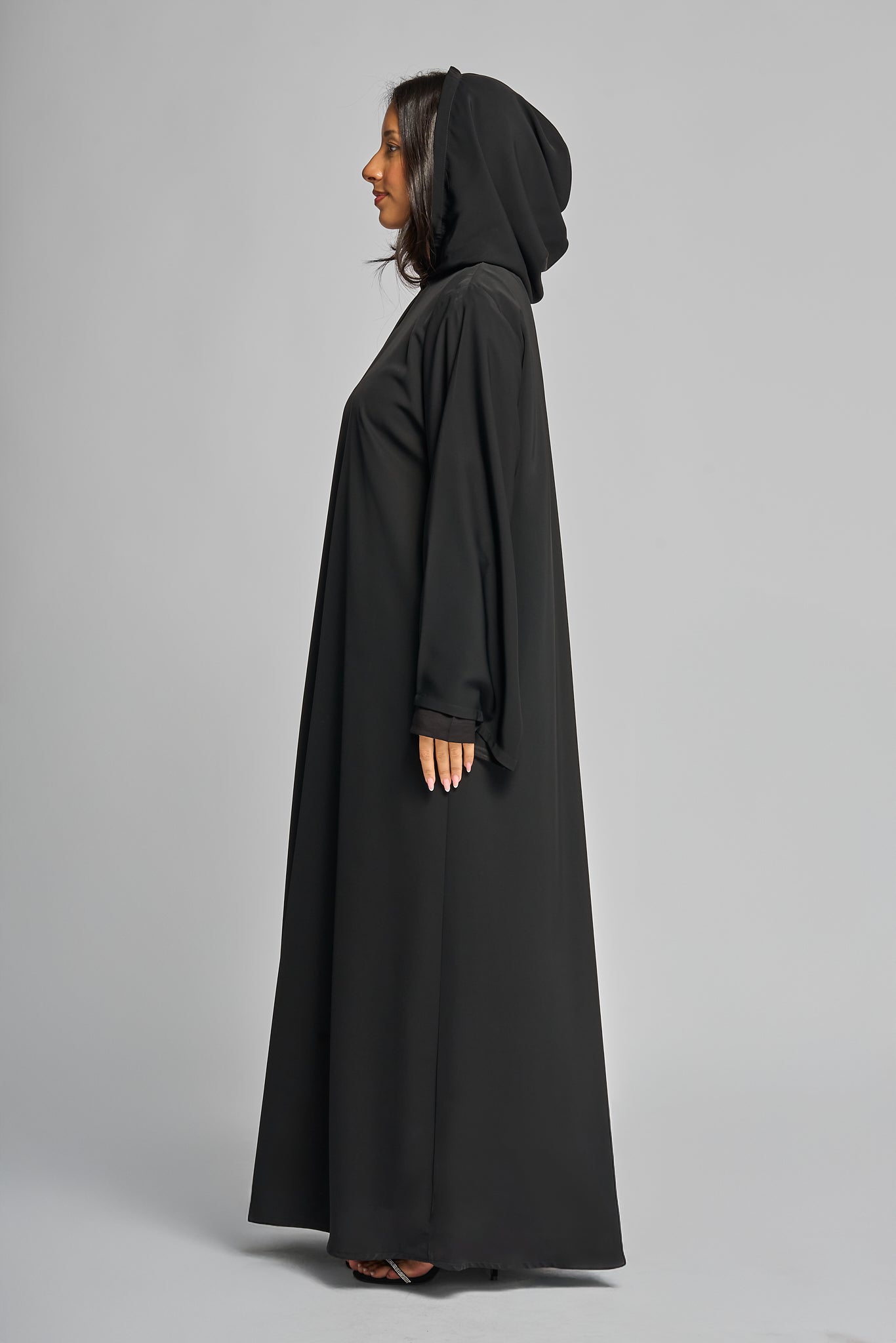 Matte Satin Black Hooded Abaya