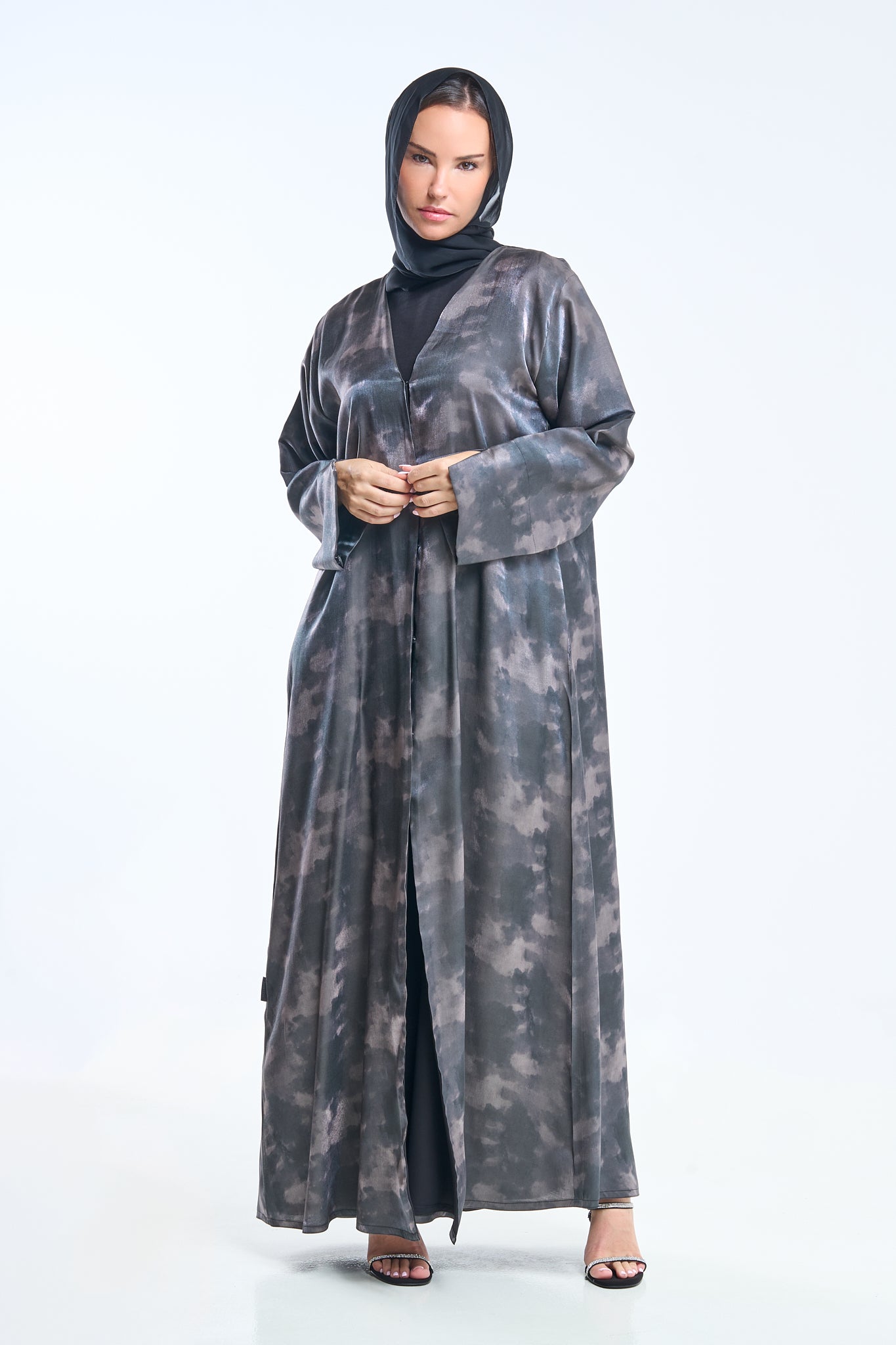 Cloud Mist Satin Abaya