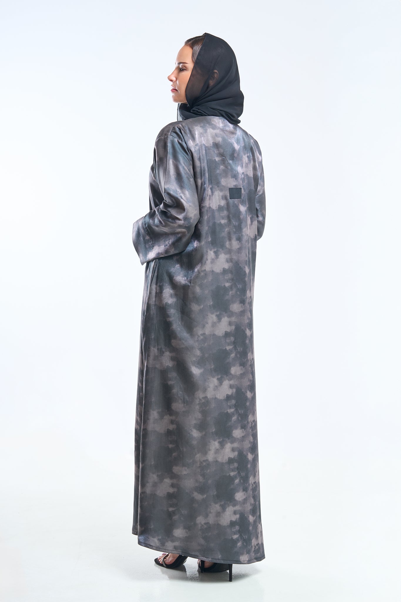 Cloud Mist Satin Abaya