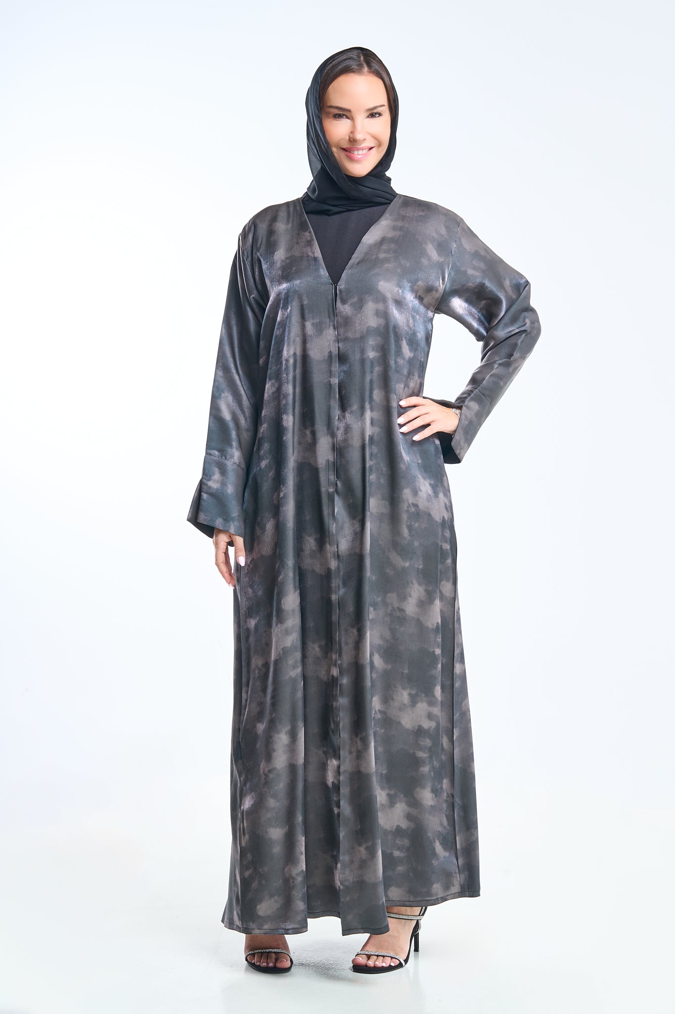 Cloud Mist Satin Abaya