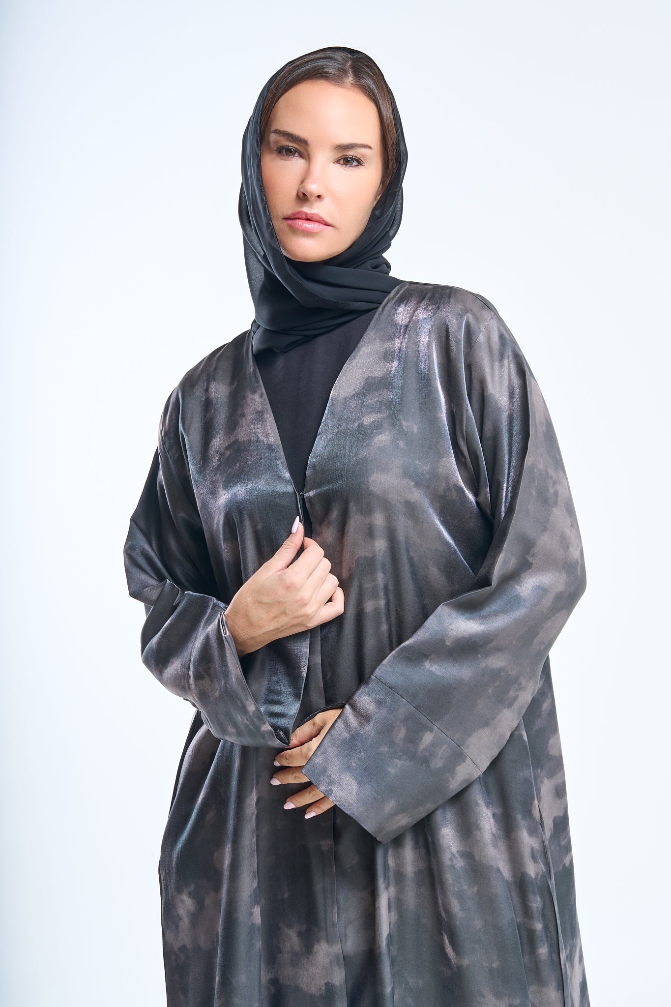 Cloud Mist Satin Abaya