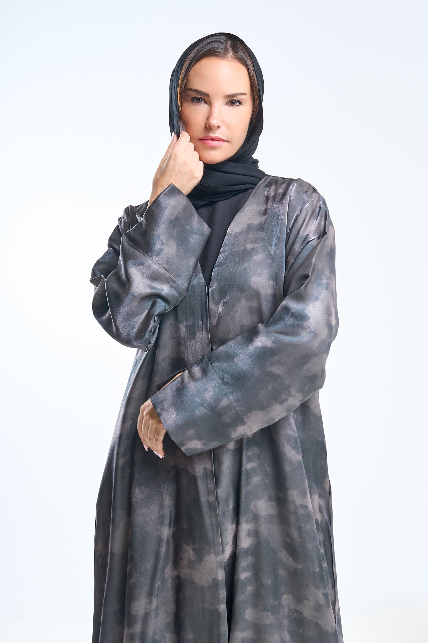 Cloud Mist Satin Abaya