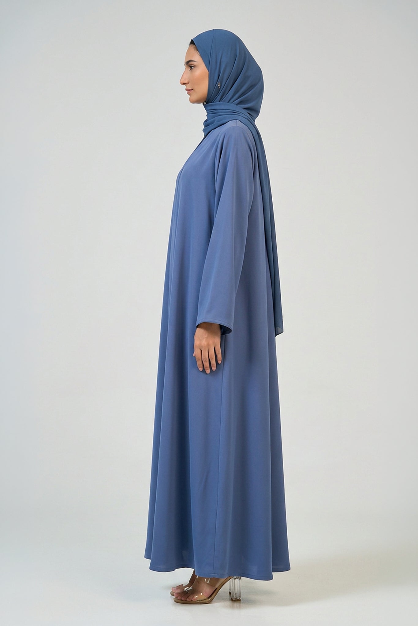 Dusty Blue Wave Abaya