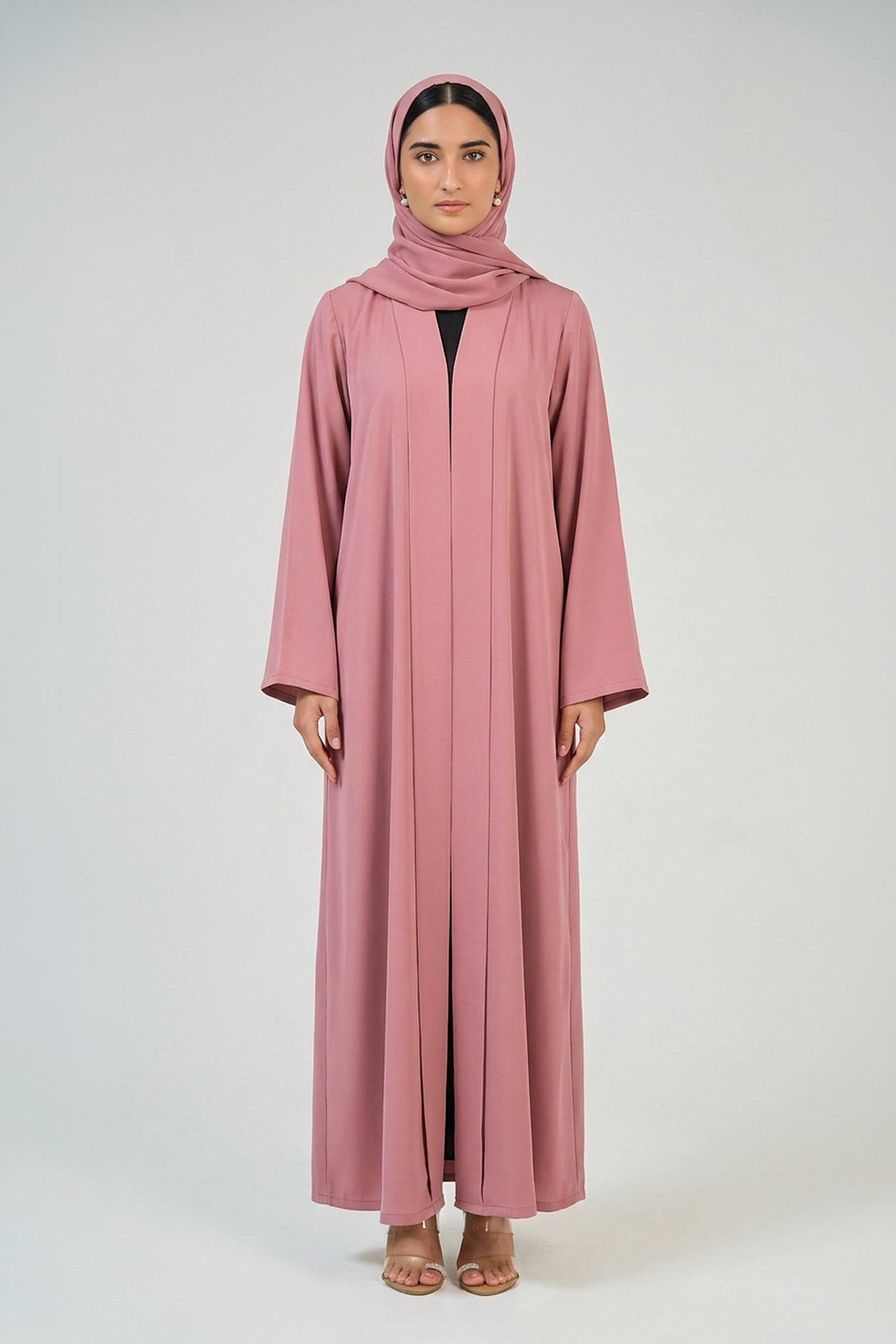 Dusty Rose Pleated Abaya