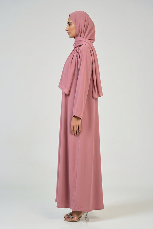 Dusty Rose Pleated Abaya – hover image
