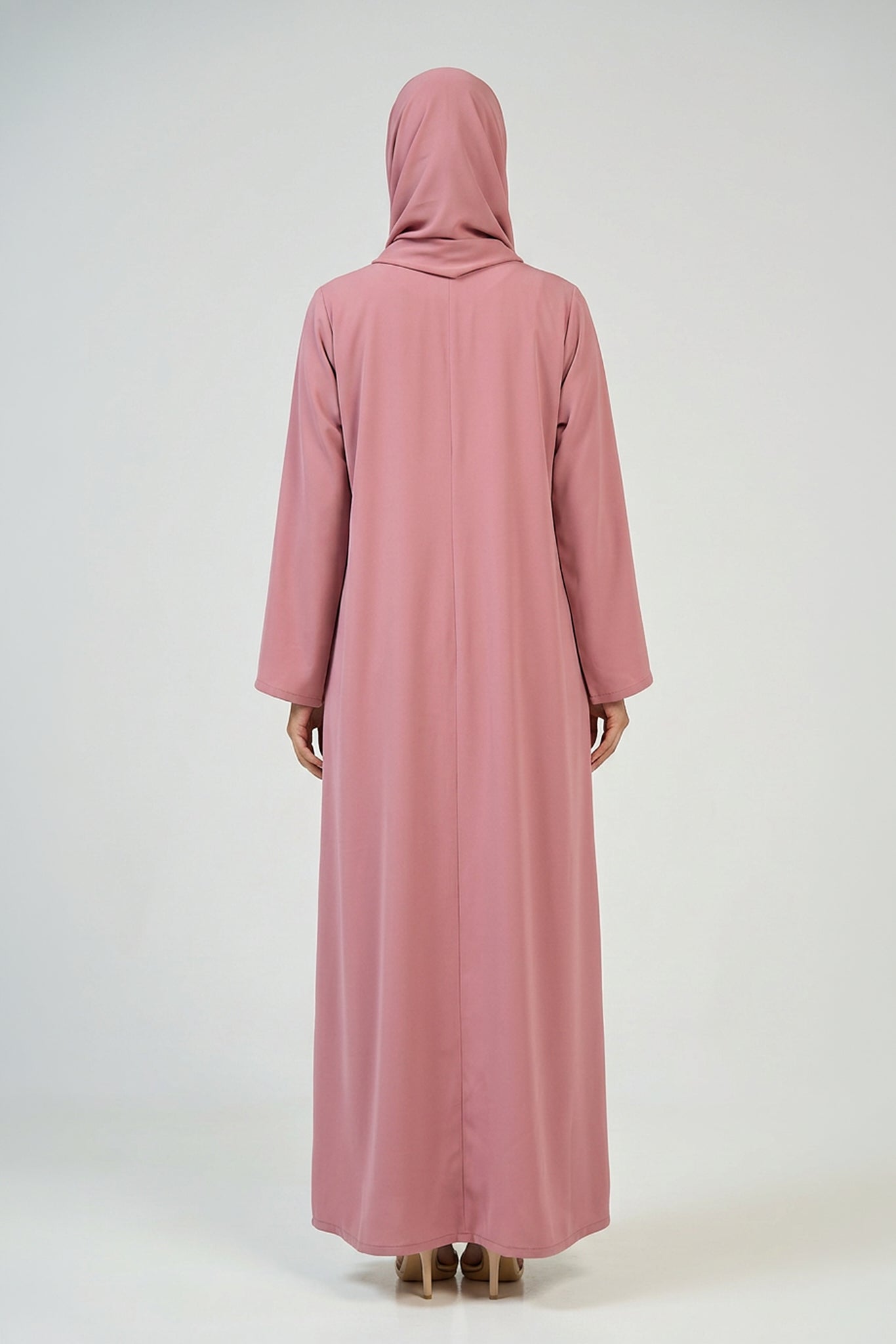 Dusty Rose Pleated Abaya