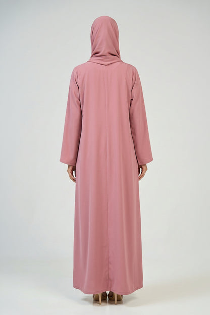 Dusty Rose Pleated Abaya