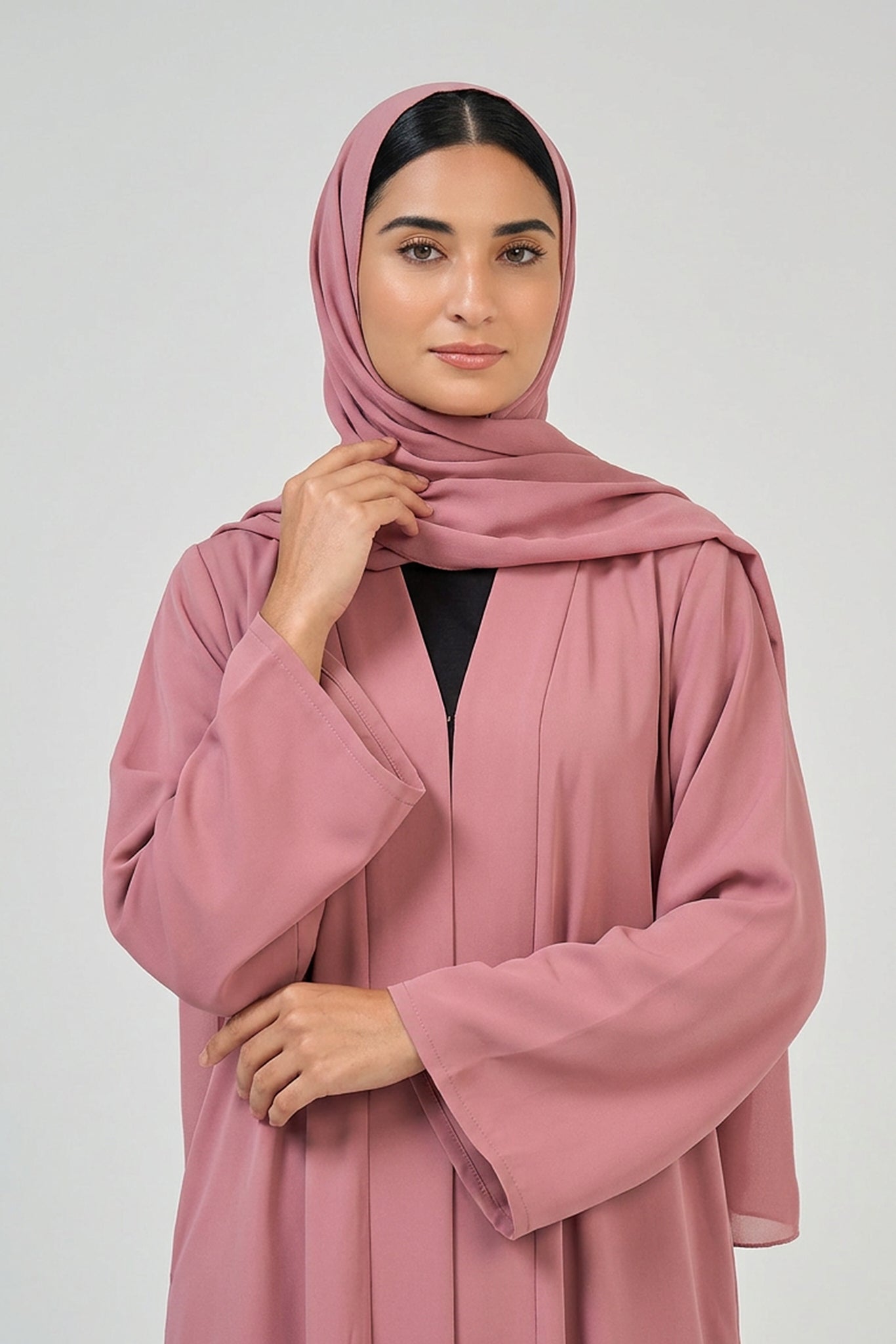 Dusty Rose Pleated Abaya