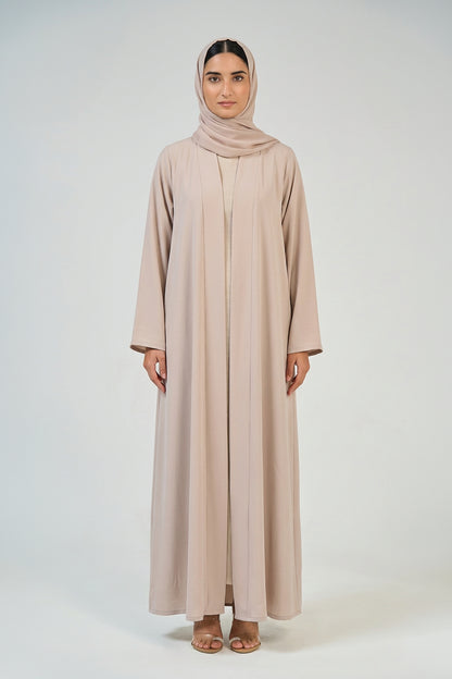 Pearl Beige Pleated Abaya