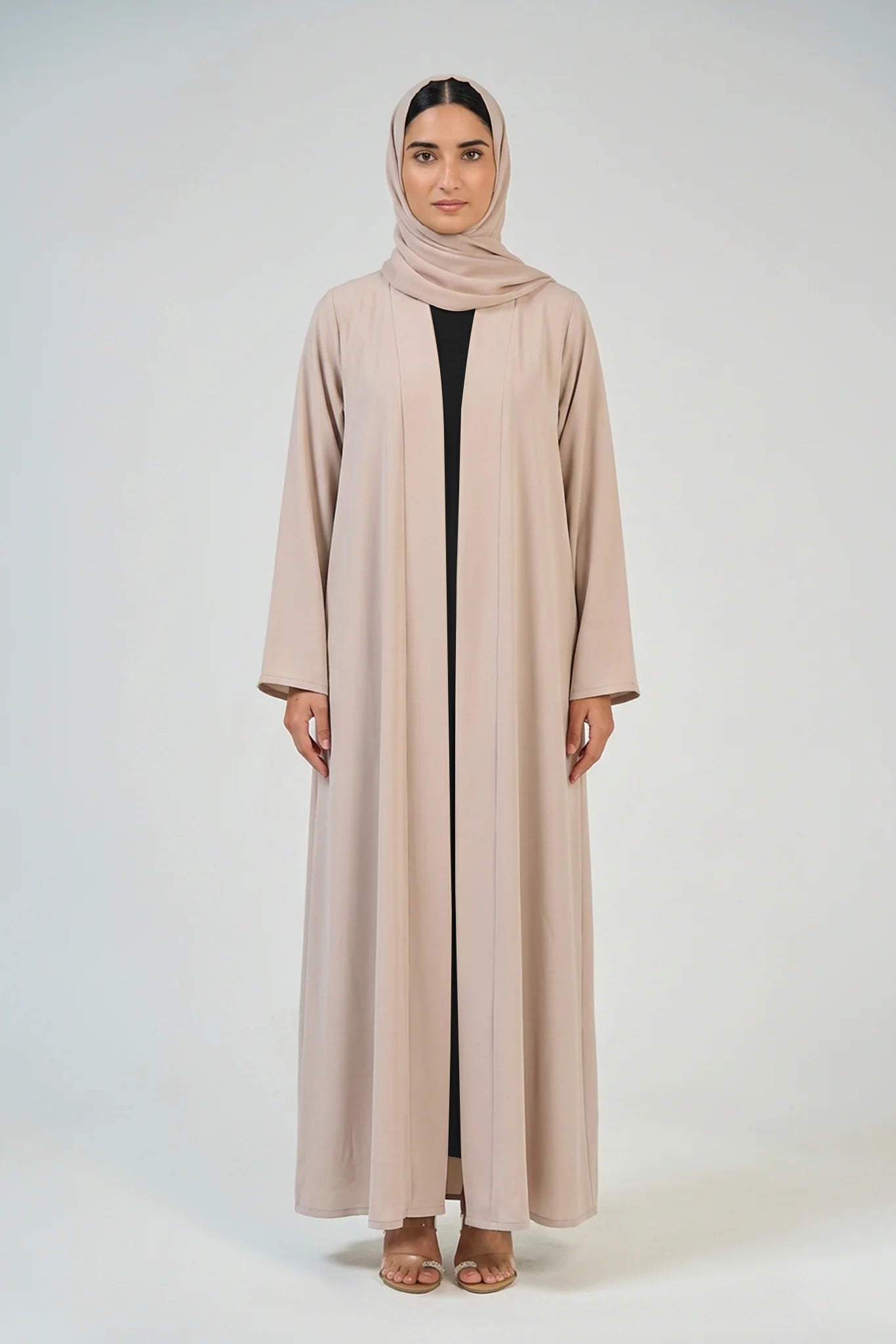 Pearl Beige Pleated Abaya