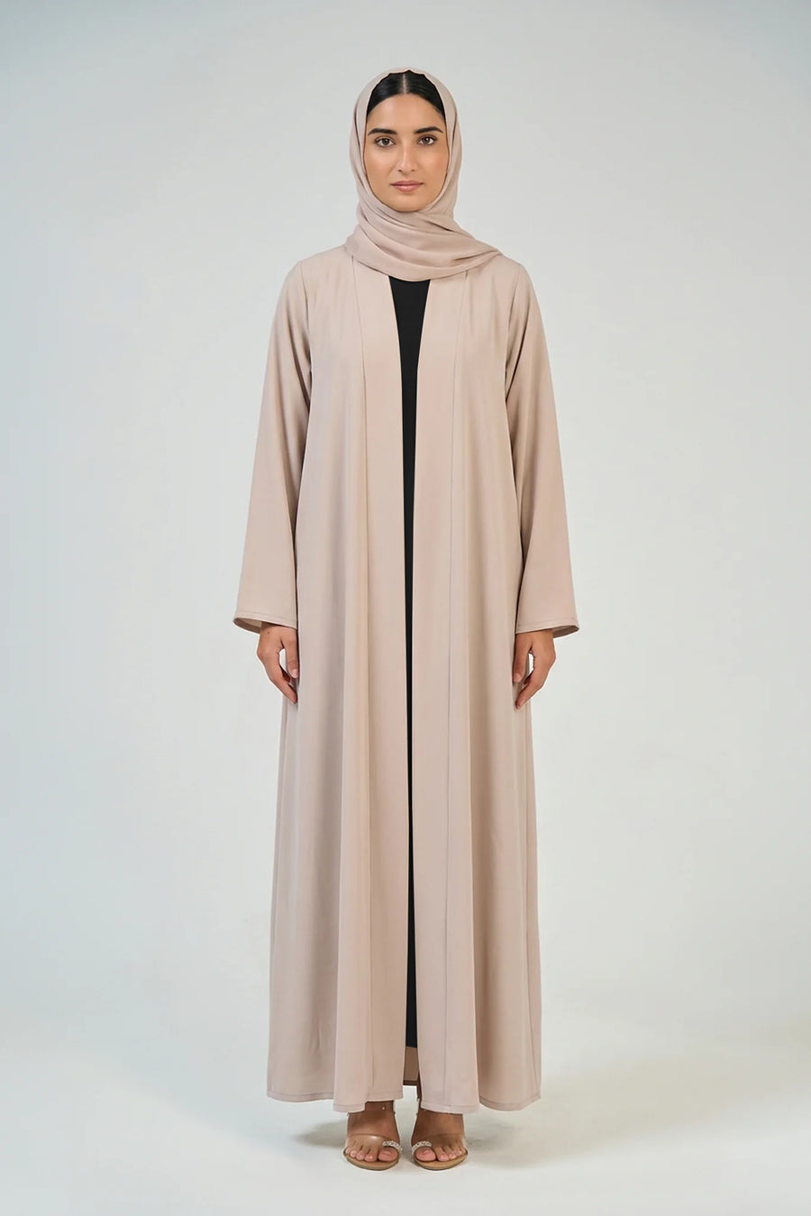 Pearl Beige Pleated Abaya