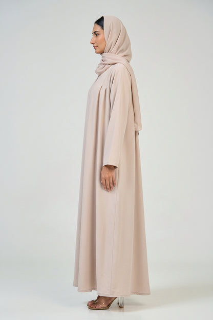 Pearl Beige Pleated Abaya
