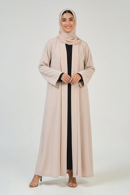 Pearl Beige Pleated Abaya