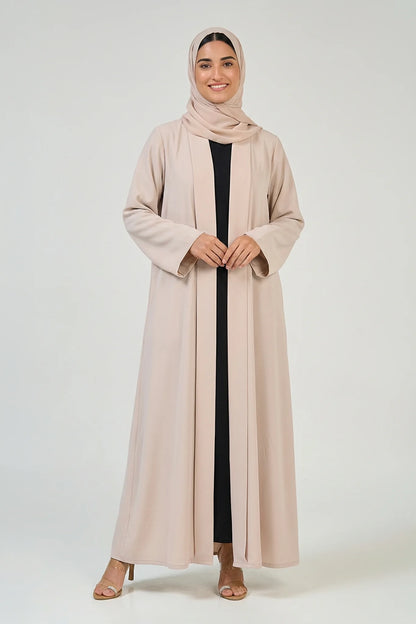 Pearl Beige Pleated Abaya