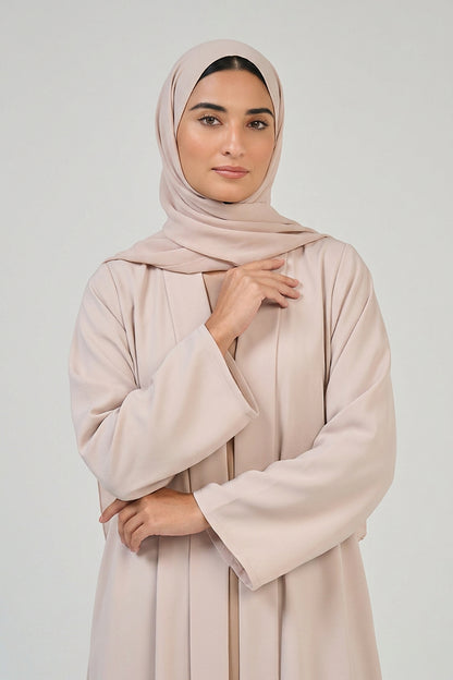 Pearl Beige Pleated Abaya