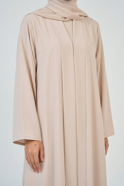 Pearl Beige Pleated Abaya