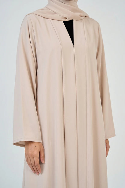 Pearl Beige Pleated Abaya