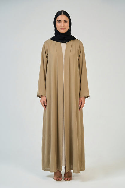 Khaki Sand Pleated Abaya