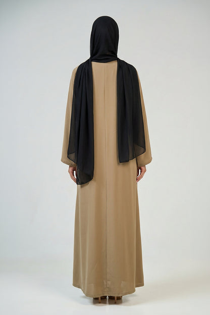 Khaki Sand Pleated Abaya