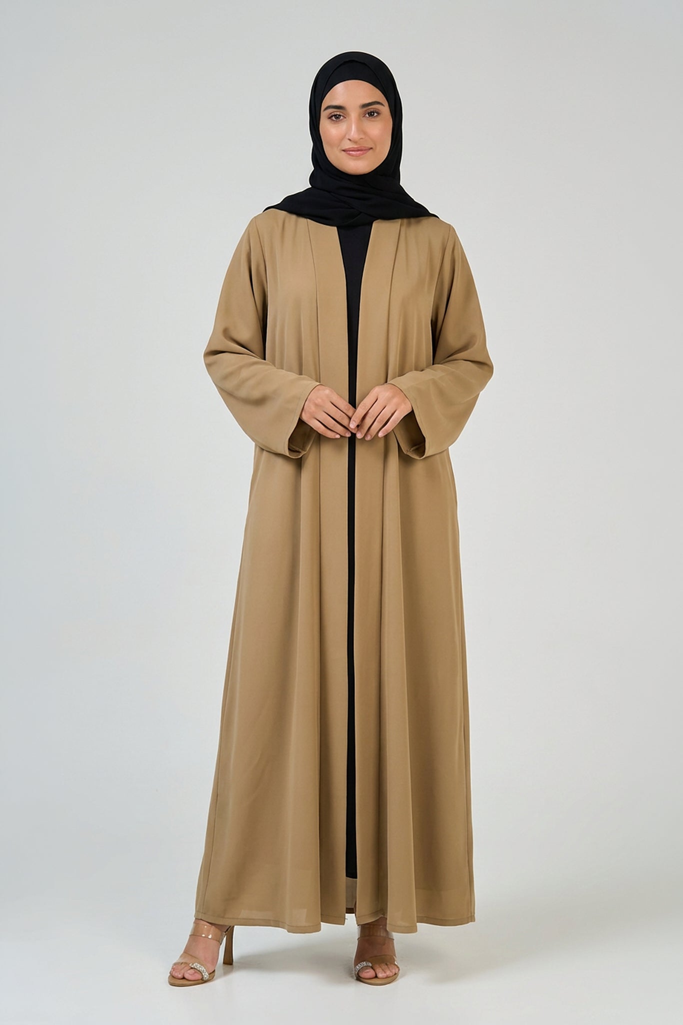 Khaki Sand Pleated Abaya