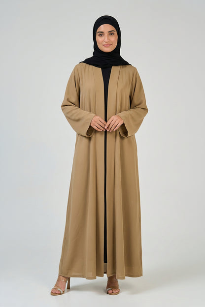 Khaki Sand Pleated Abaya
