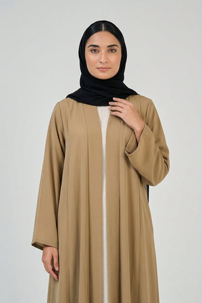 Khaki Sand Pleated Abaya