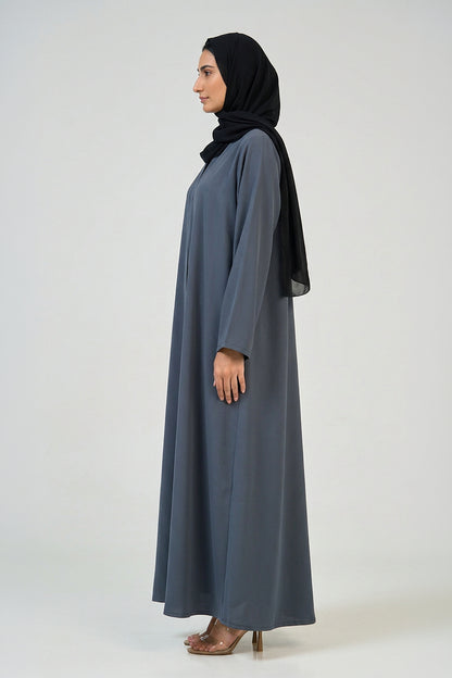 Slate Blue Pleated Abaya