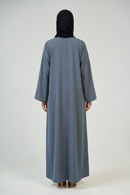 Slate Blue Pleated Abaya