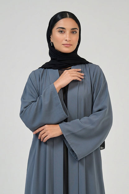 Slate Blue Pleated Abaya