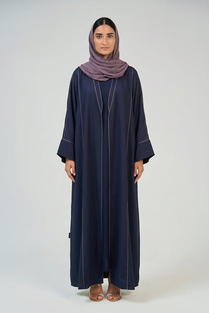 Midnight Navy Contrast Stitch Abaya