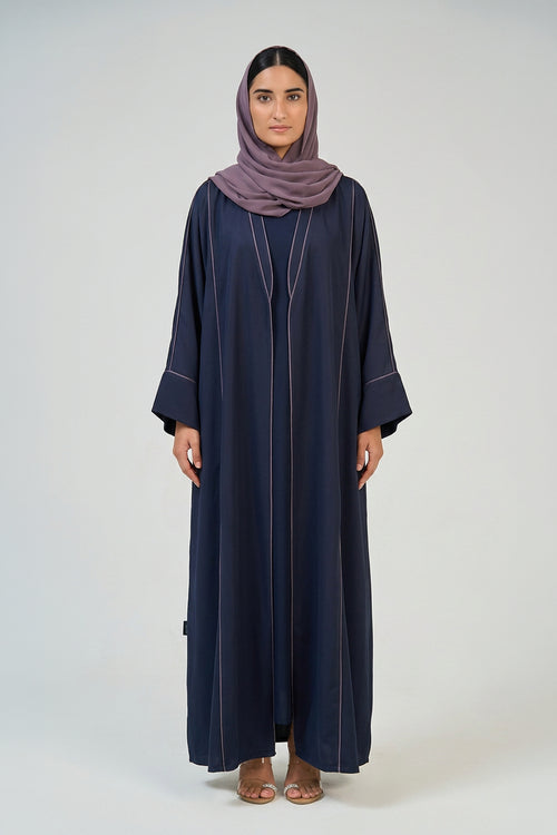 Midnight Navy Contrast Stitch Abaya