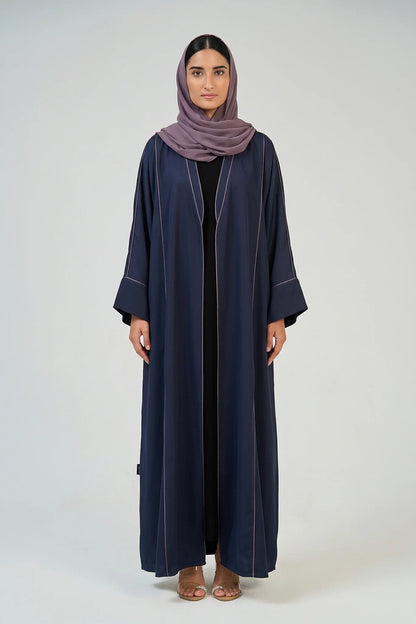 Midnight Navy Contrast Stitch Abaya
