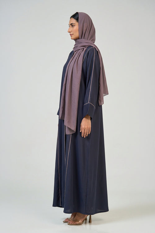 Midnight Navy Contrast Stitch Abaya – hover image