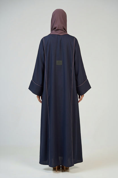 Midnight Navy Contrast Stitch Abaya