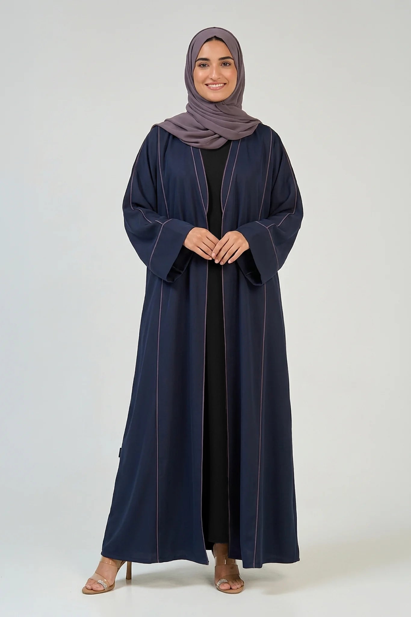 Midnight Navy Contrast Stitch Abaya