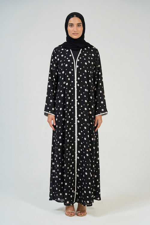 Classic Polka Dot Open Abaya