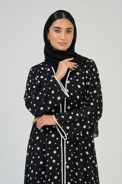 Classic Polka Dot Open Abaya
