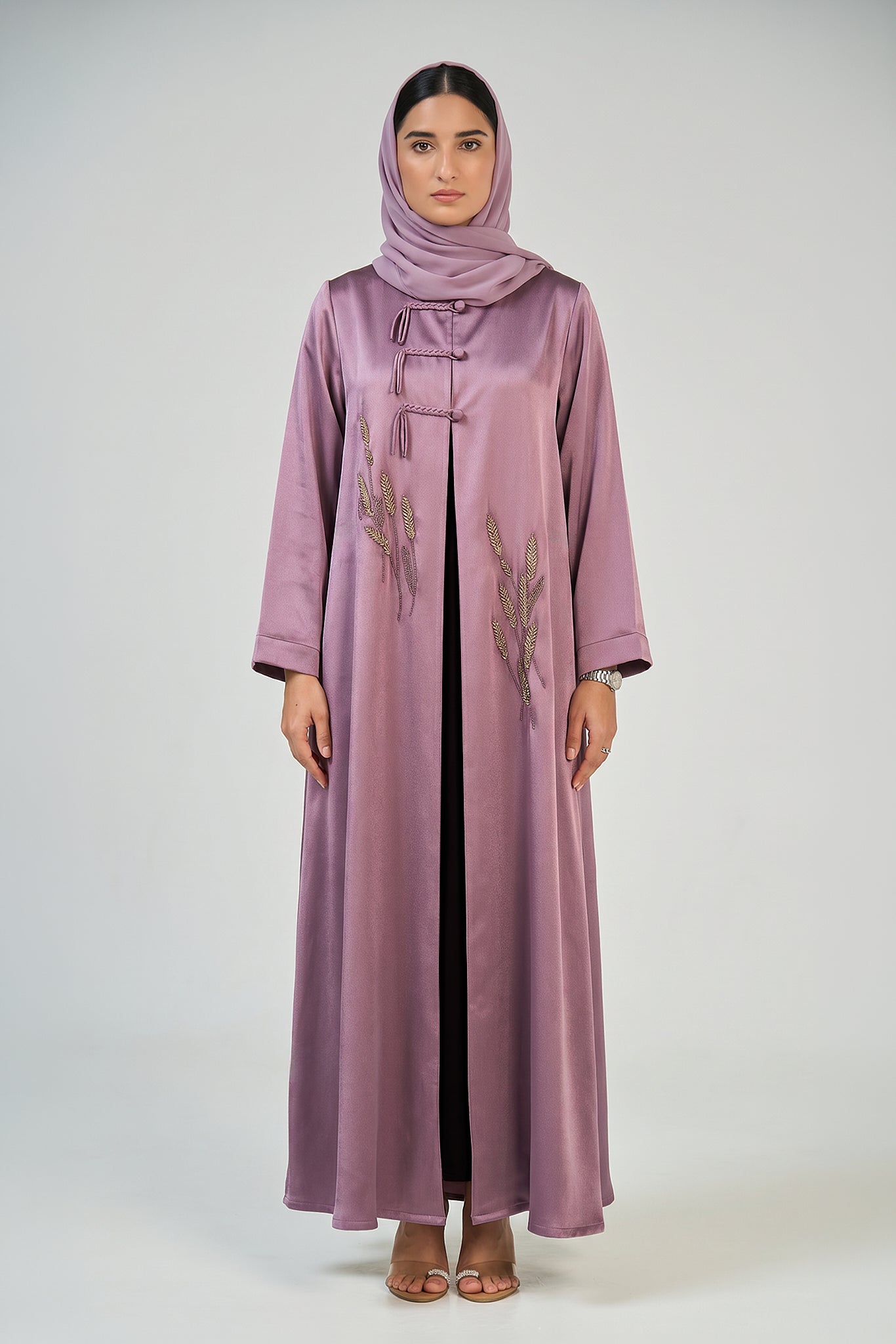Lavender Blossom Embroidered Abaya